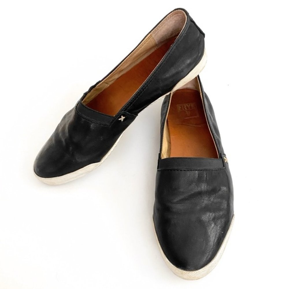 Frye Melanie Black Leather Slip On Loafers 8.5